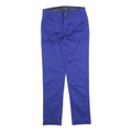 GUESS Womens Cotton Blend Blue Slim Straight Trousers W26 L26 Classic Zip