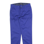 GUESS Womens Cotton Blend Blue Slim Straight Trousers W26 L26 Classic Zip