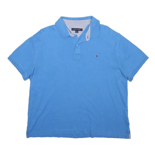 TOMMY HILFIGER Mens Blue Polo Shirt L Cotton Classic Fit Short Sleeve Casual
