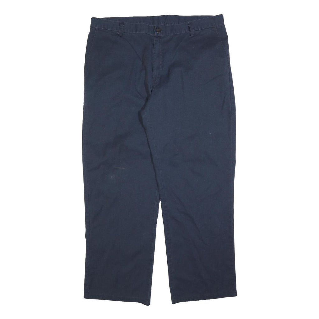 DICKIES Mens Cotton Blend Regular Navy Blue Zip Trousers W40 L30 Workwear Casual