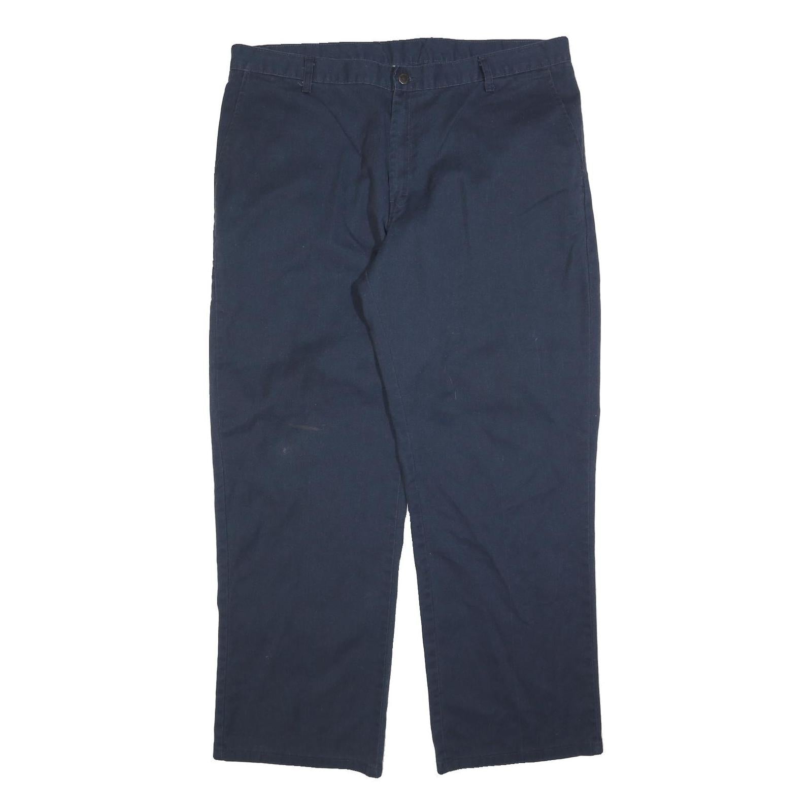 DICKIES Mens Cotton Blend Regular Navy Blue Zip Trousers W40 L30 Workwear Casual