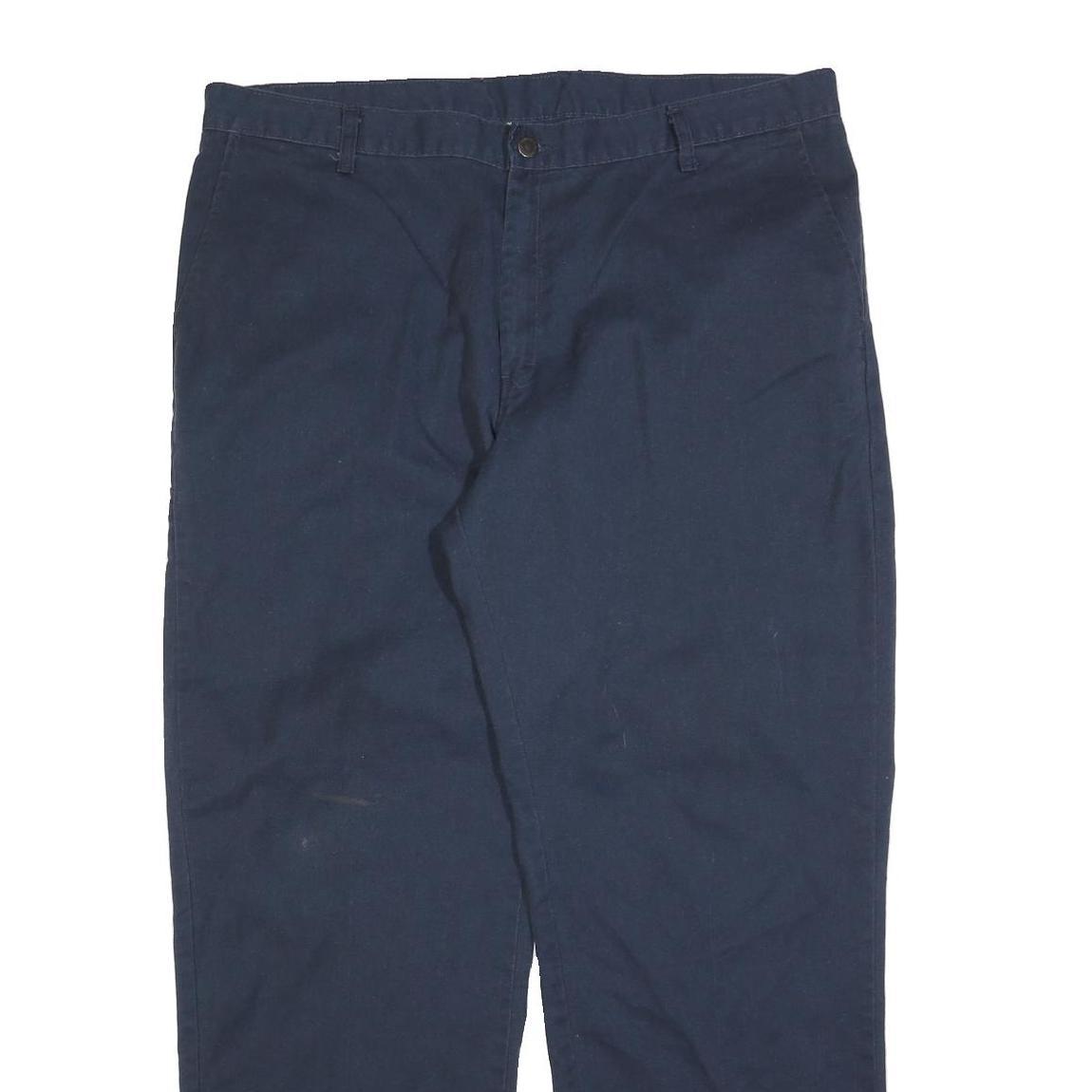 DICKIES Mens Cotton Blend Regular Navy Blue Zip Trousers W40 L30 Workwear Casual