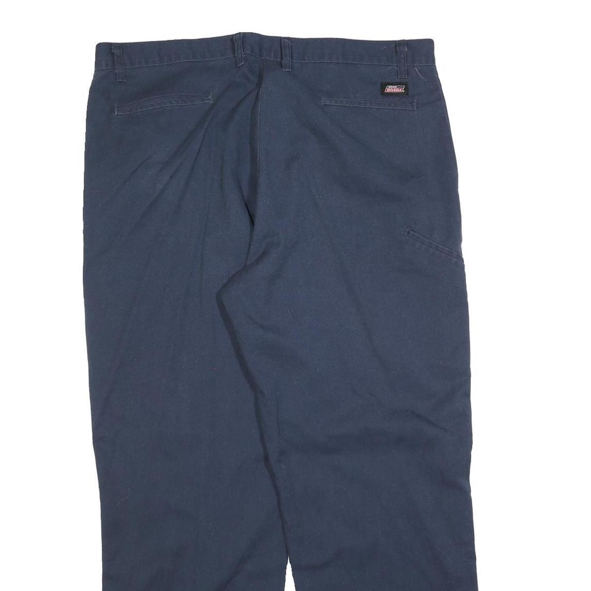 DICKIES Mens Cotton Blend Regular Navy Blue Zip Trousers W40 L30 Workwear Casual