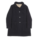 C.P. COMPANY Womens Black Wool Blend Button Jacket L Plain Classic Long Sleeve