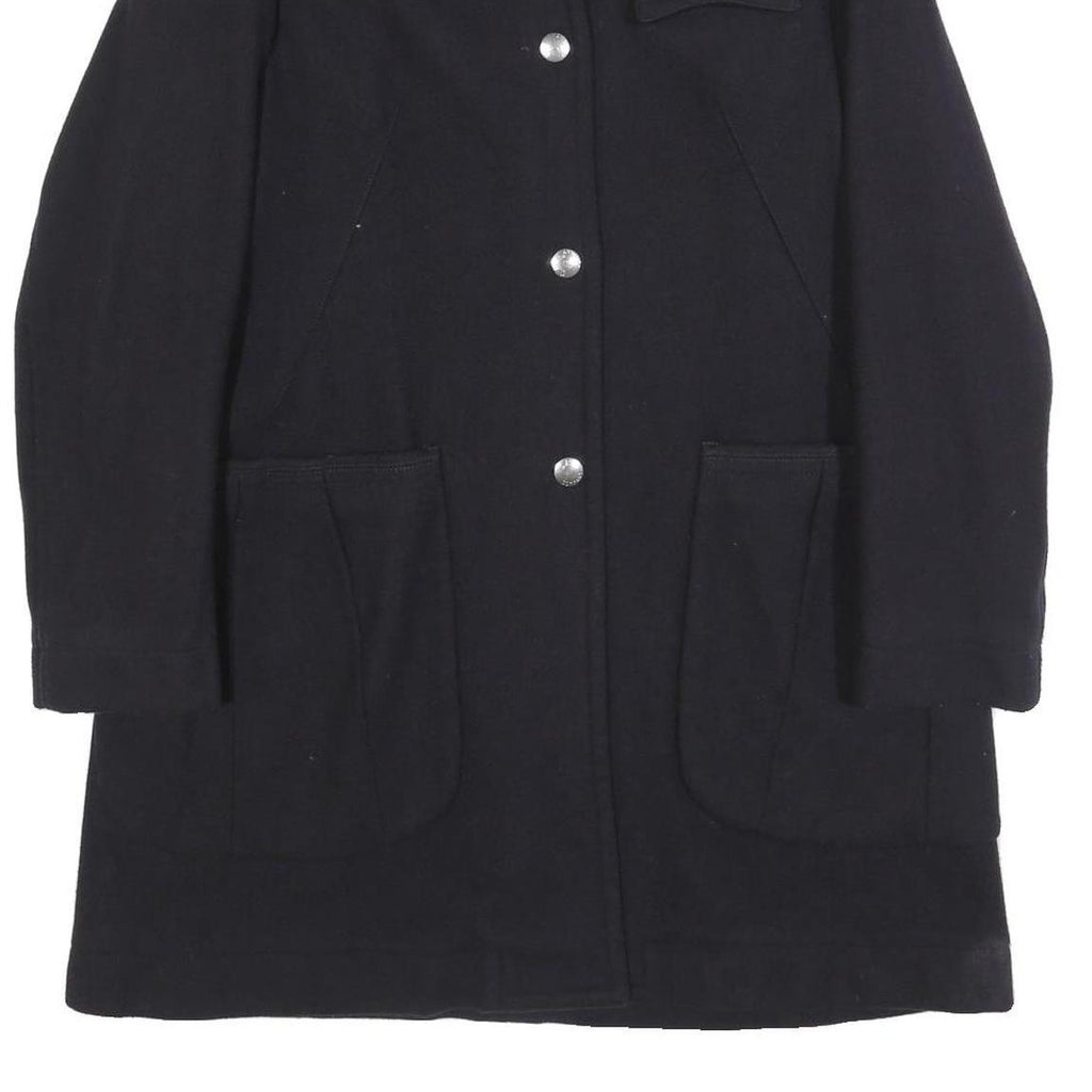 C.P. COMPANY Womens Black Wool Blend Button Jacket L Plain Classic Long Sleeve