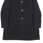 C.P. COMPANY Womens Black Wool Blend Button Jacket L Plain Classic Long Sleeve