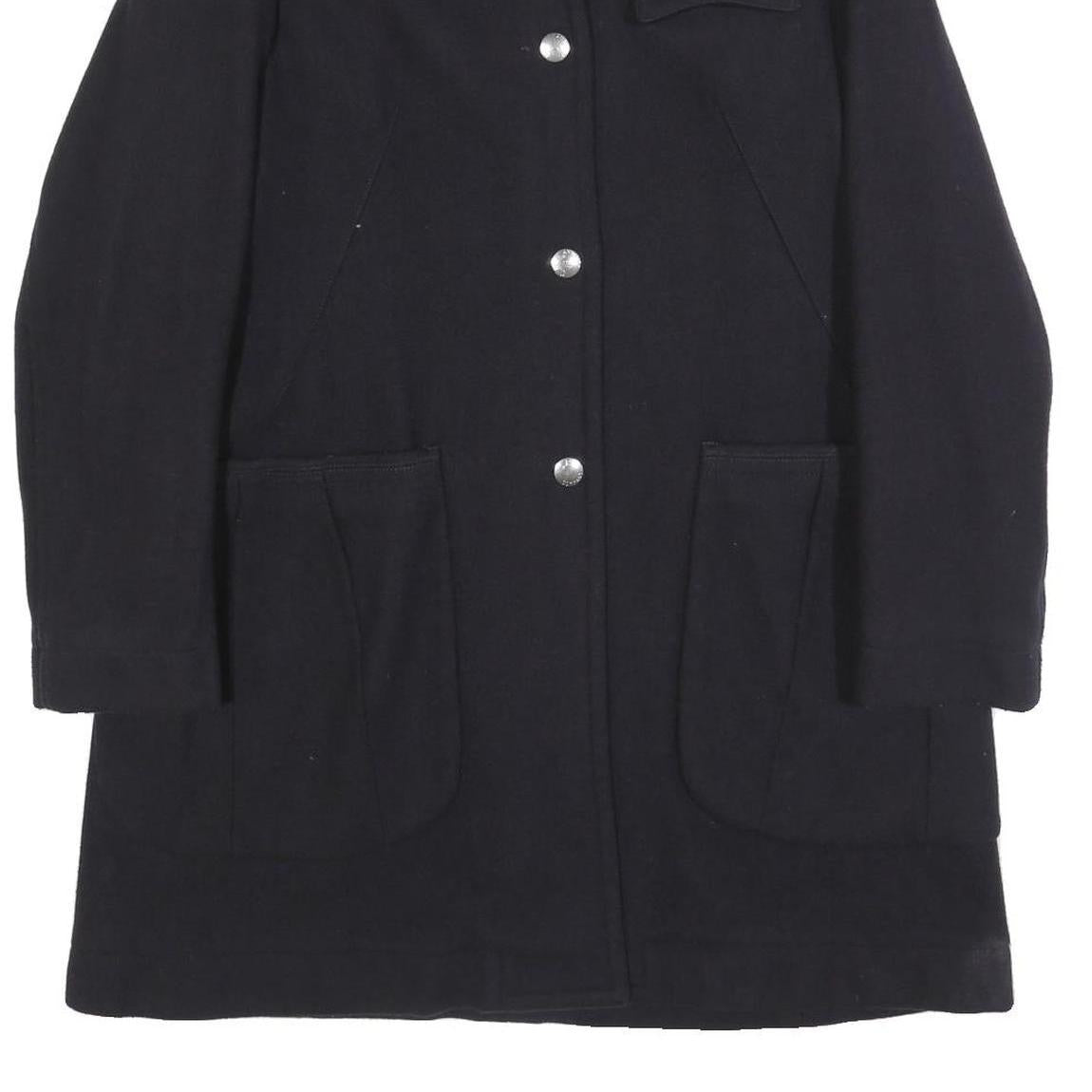 C.P. COMPANY Womens Black Wool Blend Button Jacket L Plain Classic Long Sleeve