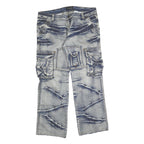 JEANSIAN Mens Relaxed Cargo Jeans Blue Denim Medium W36 L30 Casual Wear