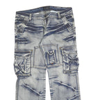 JEANSIAN Mens Relaxed Cargo Jeans Blue Denim Medium W36 L30 Casual Wear