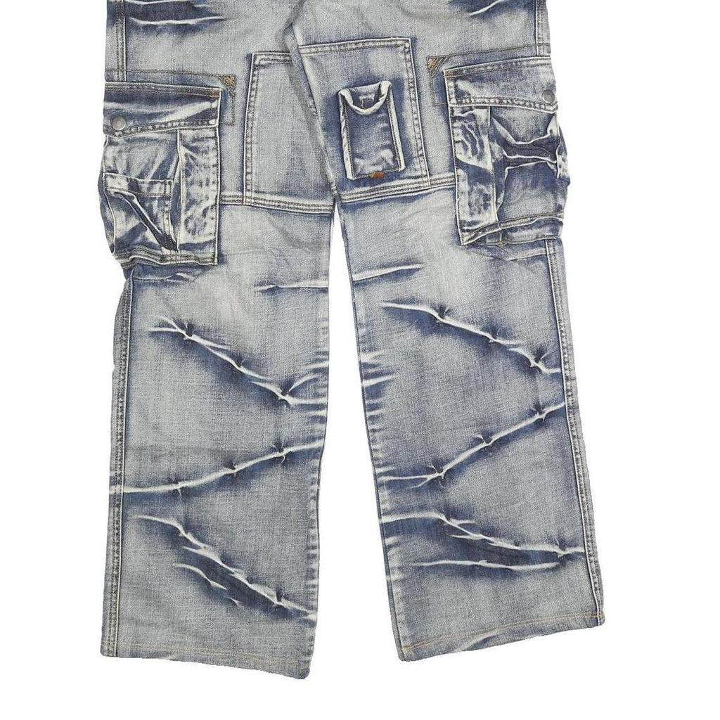 JEANSIAN Mens Relaxed Cargo Jeans Blue Denim Medium W36 L30 Casual Wear