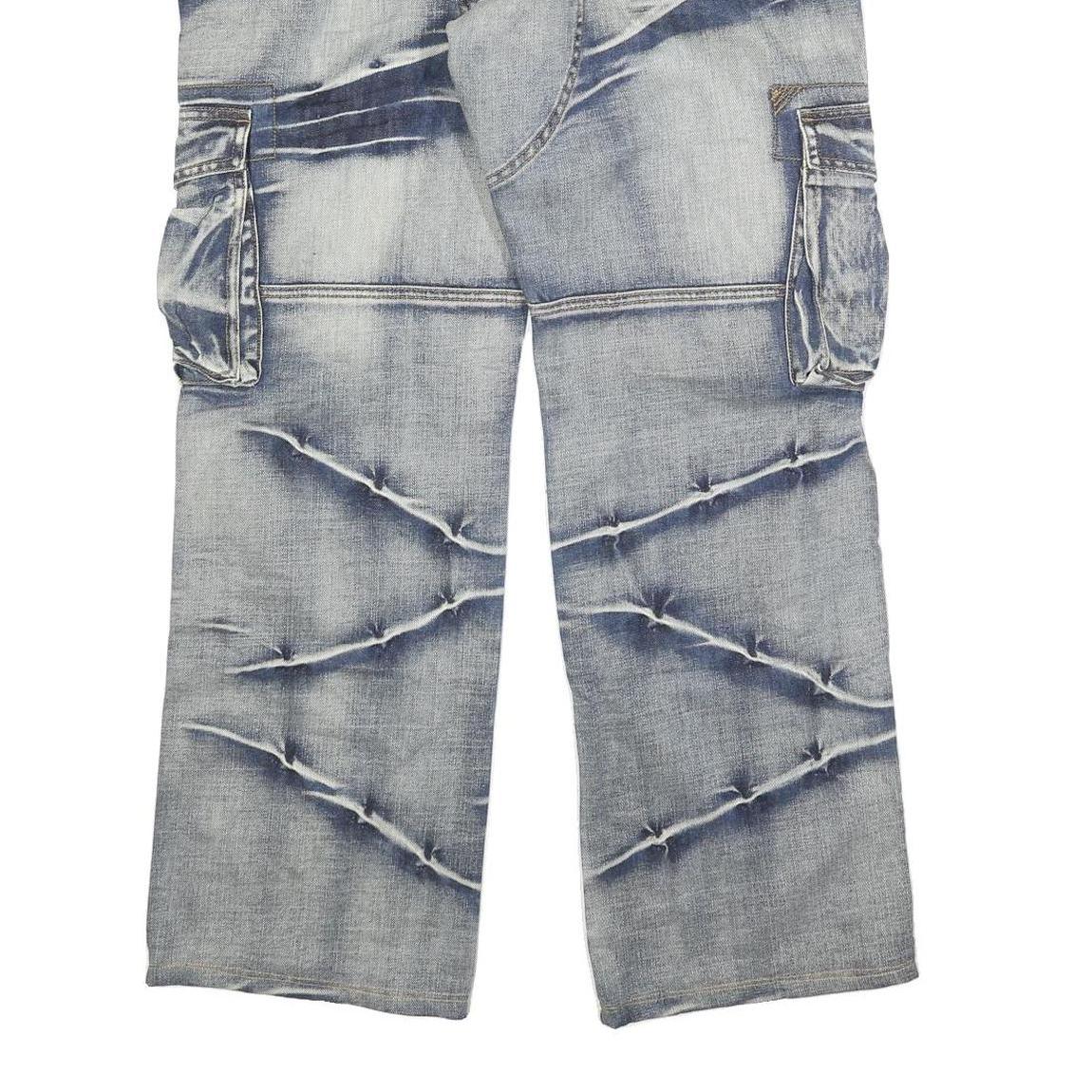 JEANSIAN Mens Relaxed Cargo Jeans Blue Denim Medium W36 L30 Casual Wear