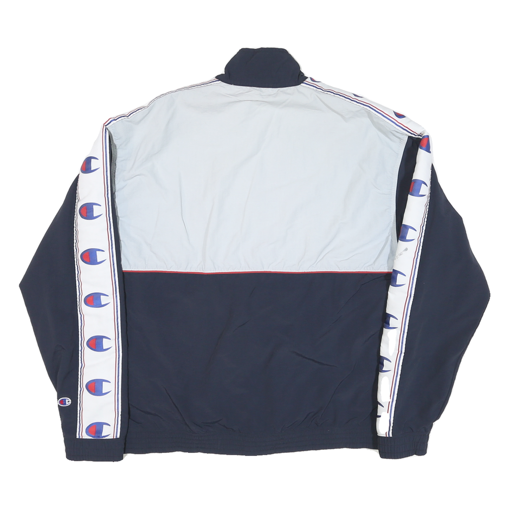CHAMPION Mens Navy & White Athletic Zip Cotton Blend Track Jacket M