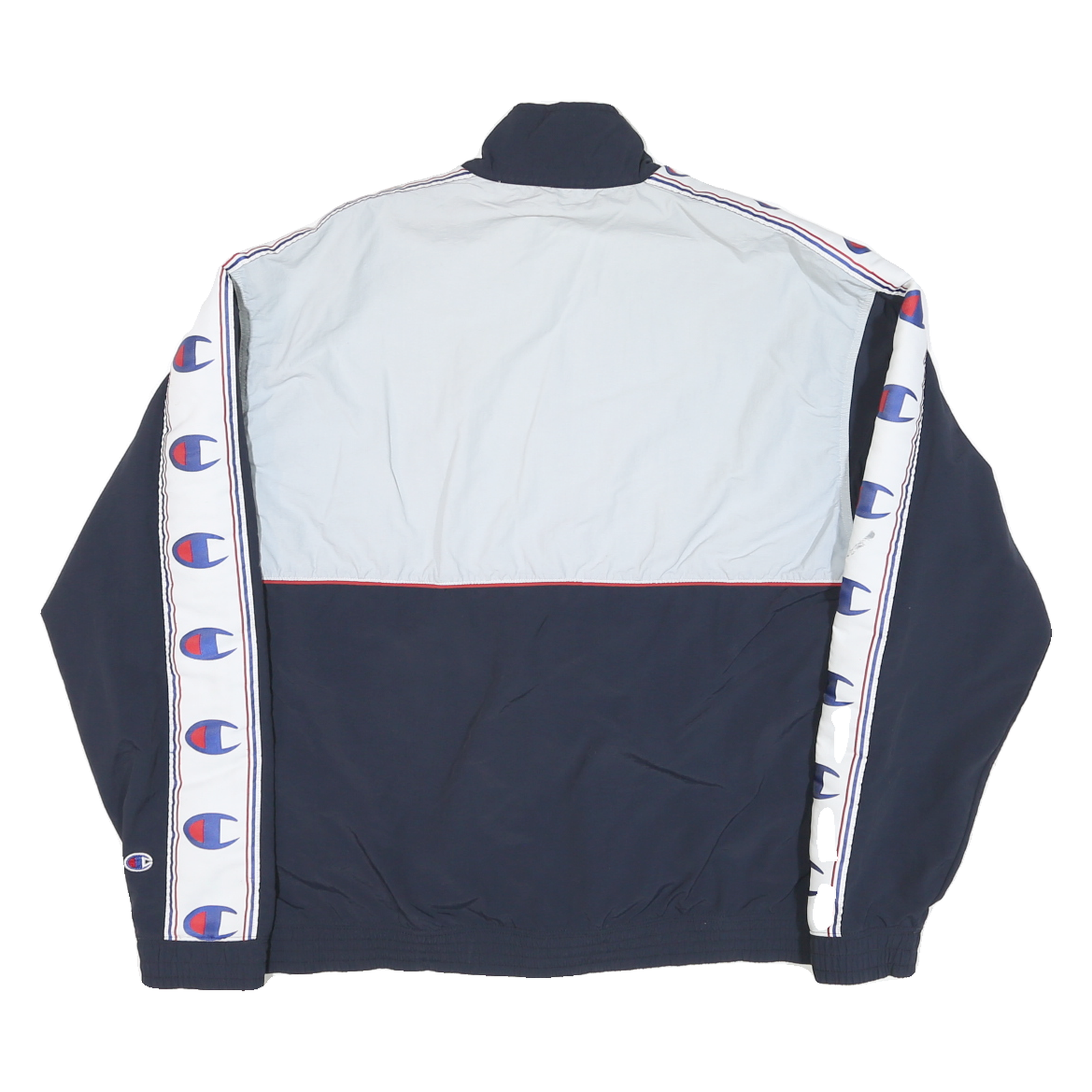 CHAMPION Mens Navy & White Athletic Zip Cotton Blend Track Jacket M