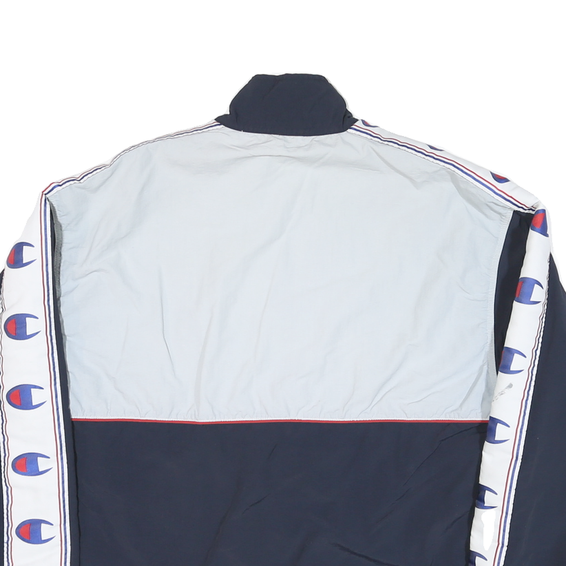 CHAMPION Mens Navy & White Athletic Zip Cotton Blend Track Jacket M