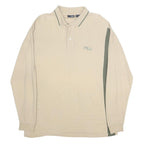 FILA Mens Beige & Green Long Sleeve Plain L Cotton Polo Shirt Casual Wear