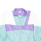 O'BRIAN Womens White & Lilac & Aqua Colourblock Zip Jacket L Polyester Retro