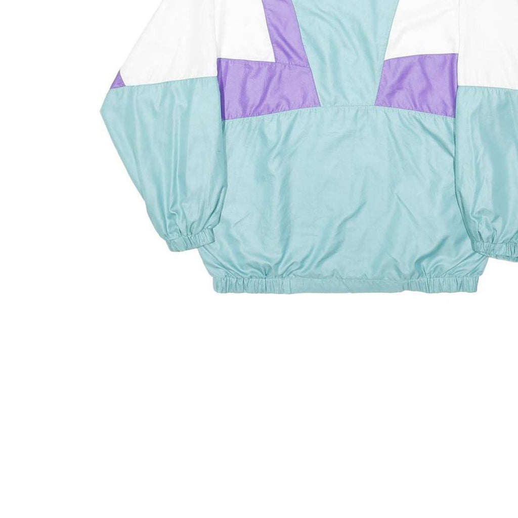 O'BRIAN Womens White & Lilac & Aqua Colourblock Zip Jacket L Polyester Retro