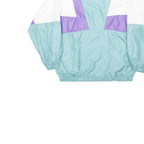 O'BRIAN Womens White & Lilac & Aqua Colourblock Zip Jacket L Polyester Retro