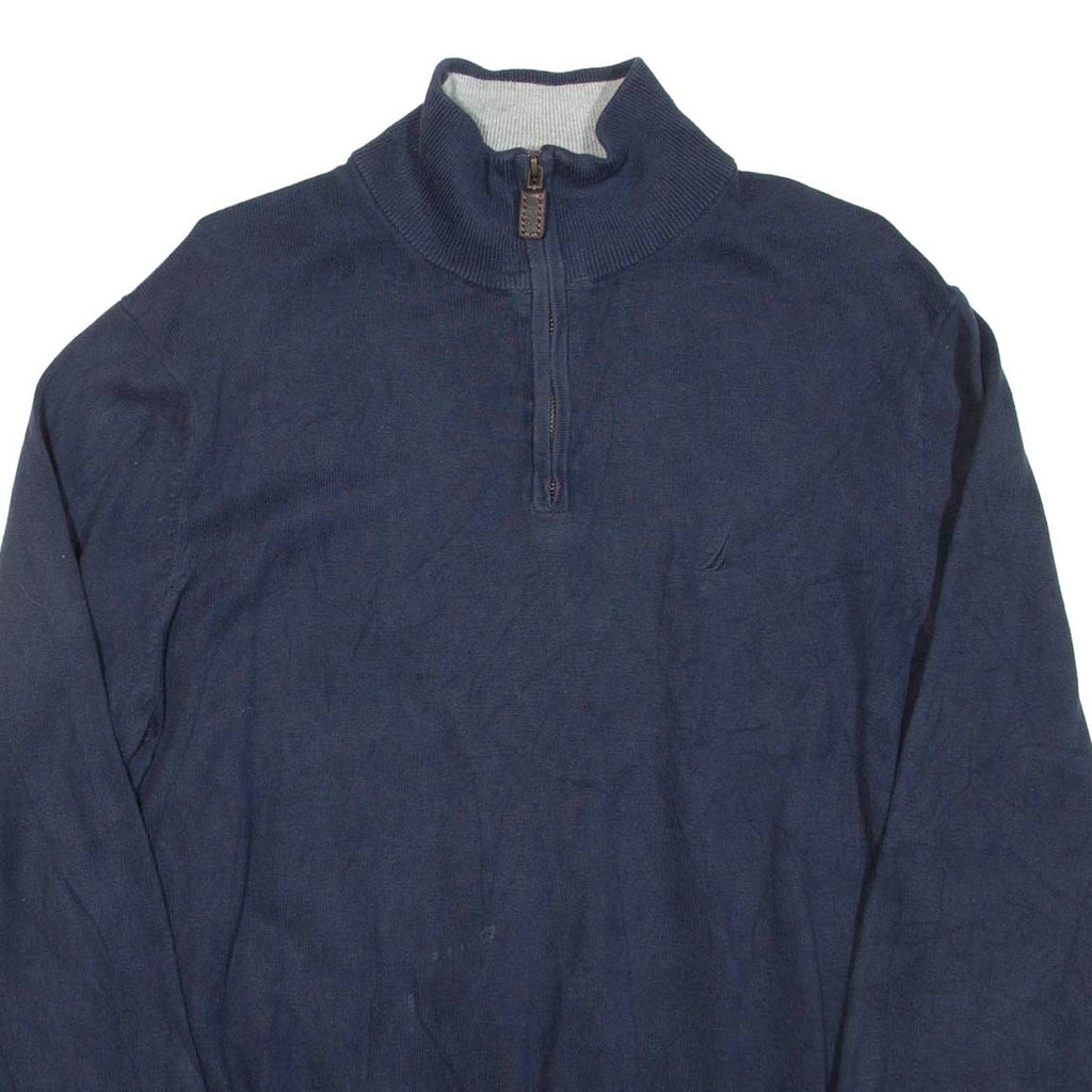 NAUTICA Mens Jumper Black 1/4 Zip Tight Knit L
