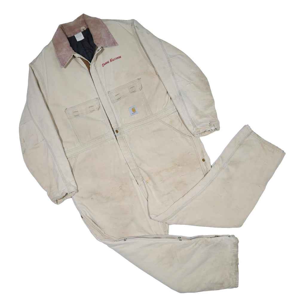 CARHARTT Mens Beige Cotton Loose Fit Dungarees 3XL W50 L28 Workwear Coverall