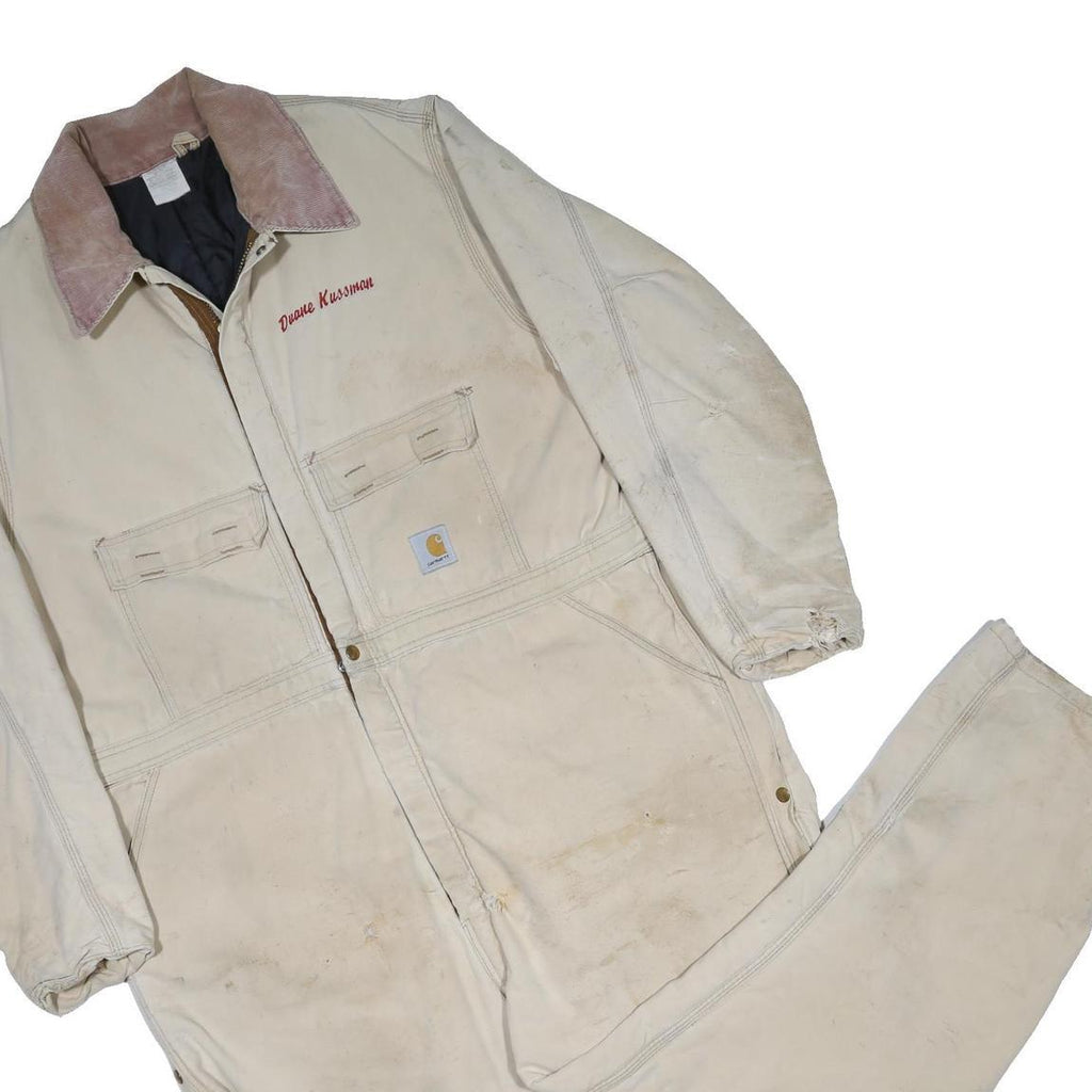 CARHARTT Mens Beige Cotton Loose Fit Dungarees 3XL W50 L28 Workwear Coverall