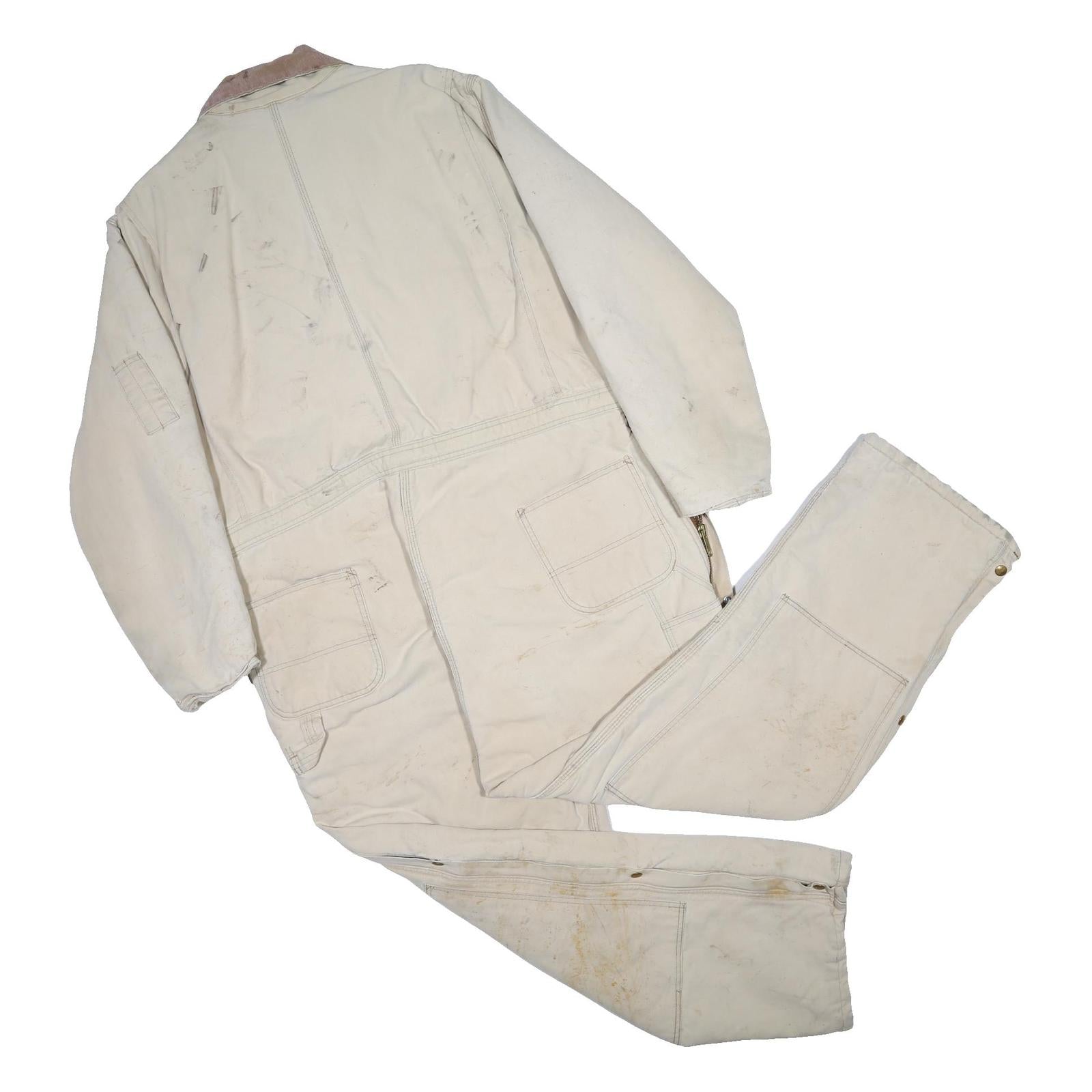 CARHARTT Mens Beige Cotton Loose Fit Dungarees 3XL W50 L28 Workwear Coverall