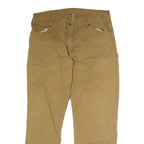 DICKIES Mens Regular Fit Brown Denim Jeans W38 L31 Workwear Button Closure