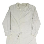 Mens Beige Coat L Polyester Blend Plain Button Closure Long Sleeve Classic Fit