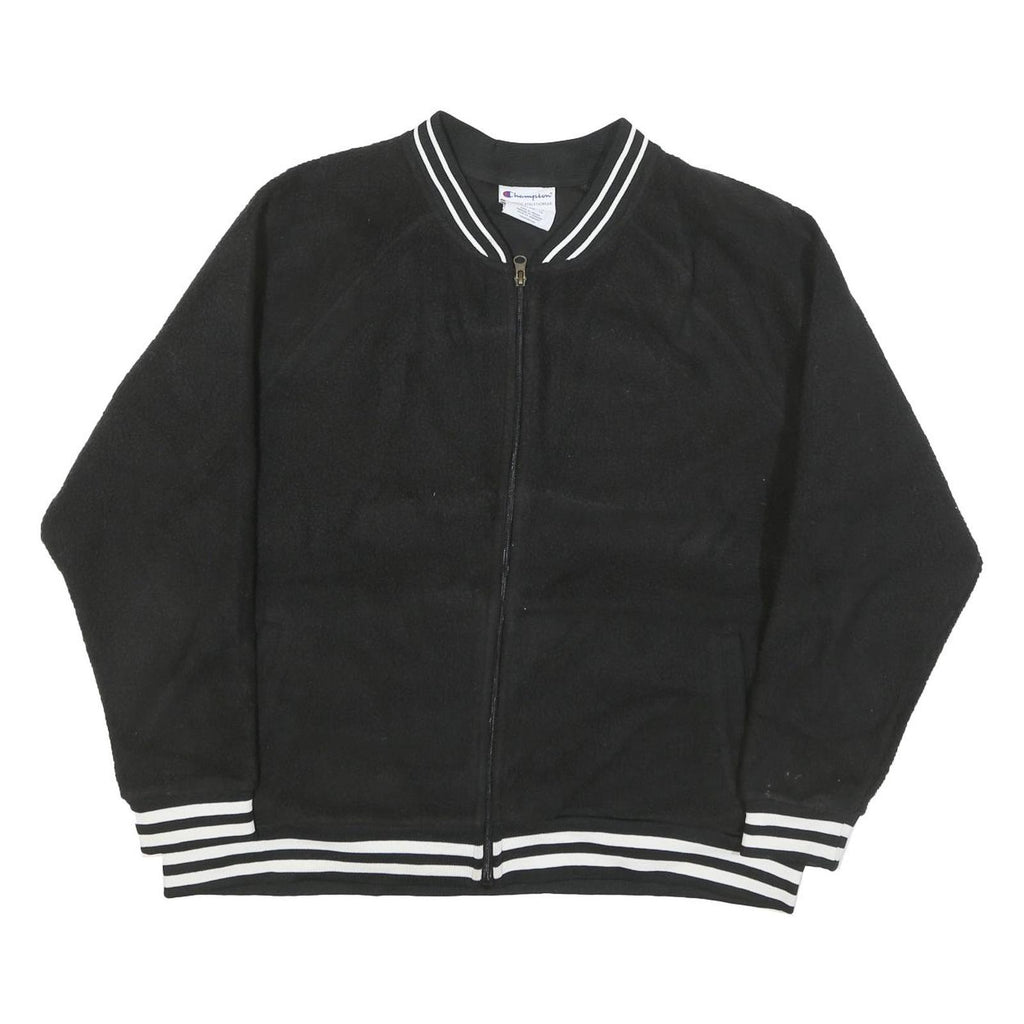 CHAMPION Mens Black Polyester Blend Zip Jacket 2XL Plain Sportswear Casual