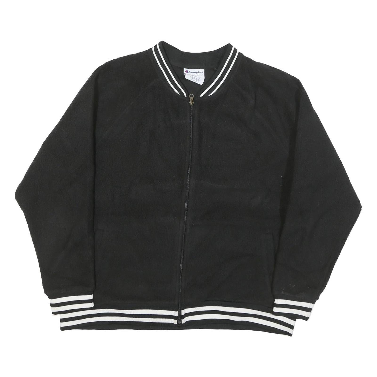 CHAMPION Mens Black Polyester Blend Zip Jacket 2XL Plain Sportswear Casual