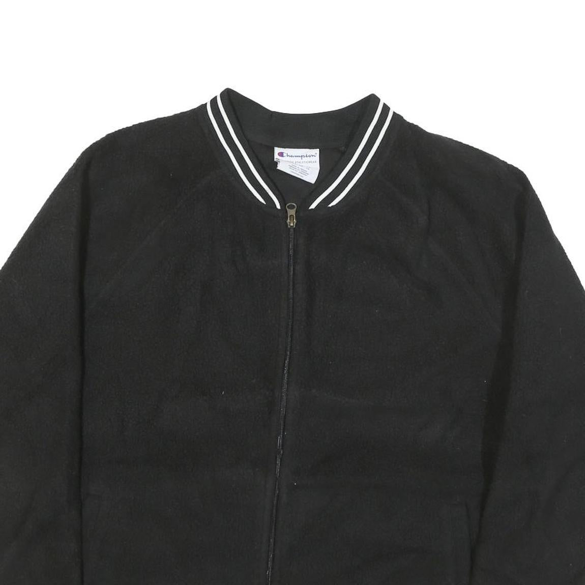 CHAMPION Mens Black Polyester Blend Zip Jacket 2XL Plain Sportswear Casual