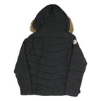 U.S. POLO ASSN Womens Black Jacket L Polyester Puffer Zip Hooded Pink Logo