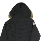 U.S. POLO ASSN Womens Black Jacket L Polyester Puffer Zip Hooded Pink Logo