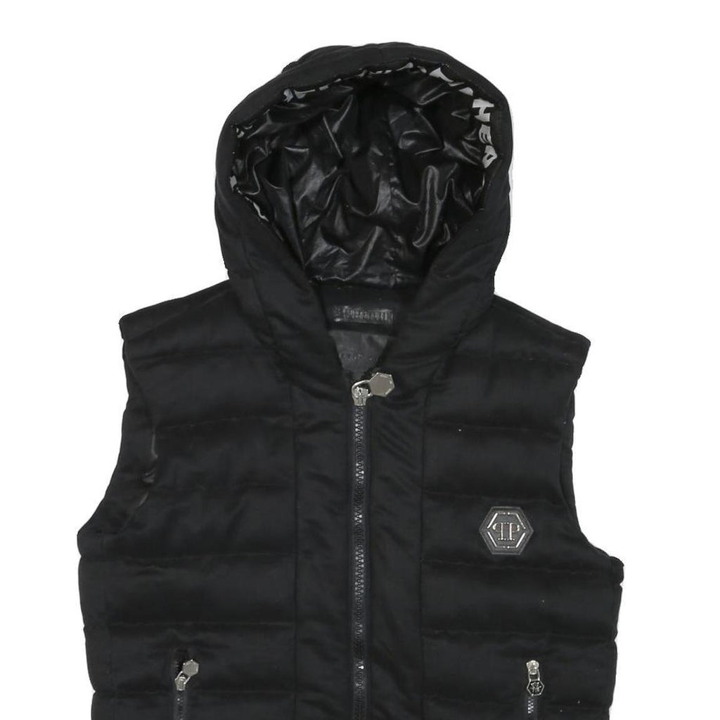 PHILIPP PLEIN Mens Black Hooded Zip-Up Sleeveless Polyester Jacket M