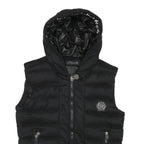 PHILIPP PLEIN Mens Black Hooded Zip-Up Sleeveless Polyester Jacket M