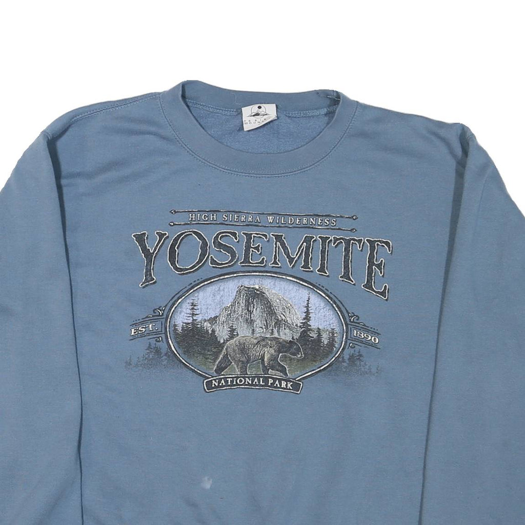 Mens Blue Yosemite National Park Crew Neck Pullover Sweatshirt M Casual Cotton