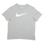 NIKE Mens Grey Crew Neck Cotton Blend T-Shirt XL Short Sleeve Large Swoosh
