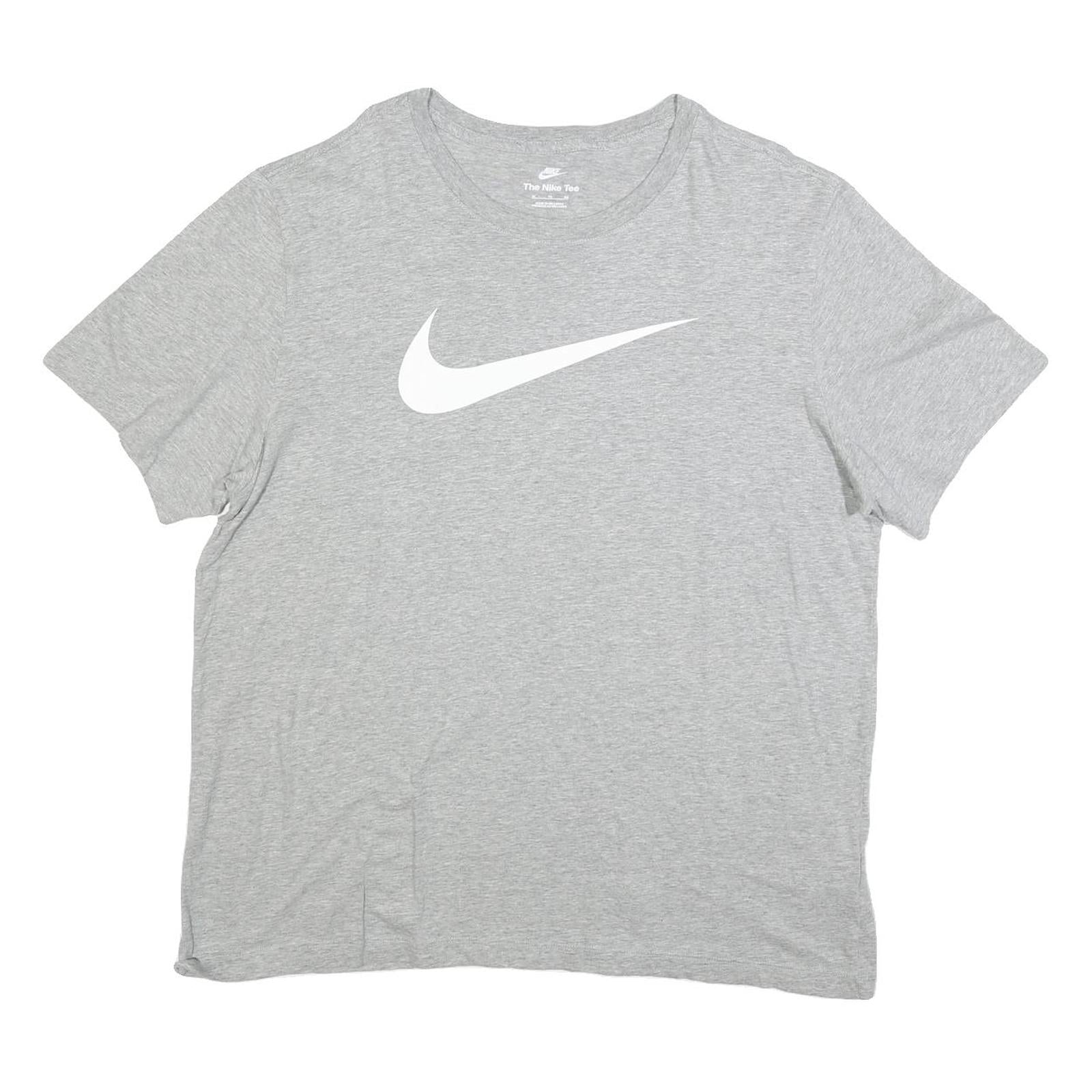 NIKE Mens Grey Crew Neck Cotton Blend T-Shirt XL Short Sleeve Large Swoosh