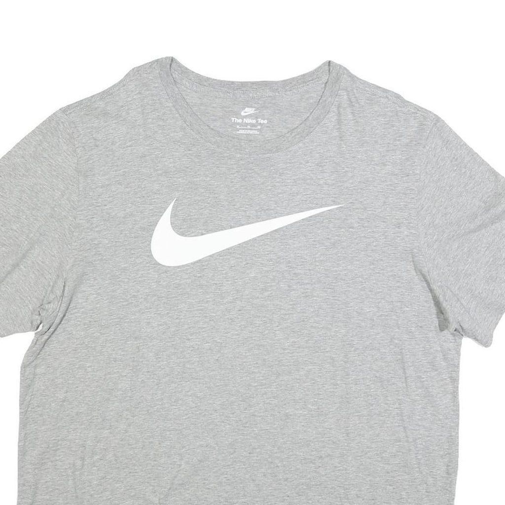 NIKE Mens Grey Crew Neck Cotton Blend T-Shirt XL Short Sleeve Large Swoosh