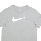 NIKE Mens Grey Crew Neck Cotton Blend T-Shirt XL Short Sleeve Large Swoosh