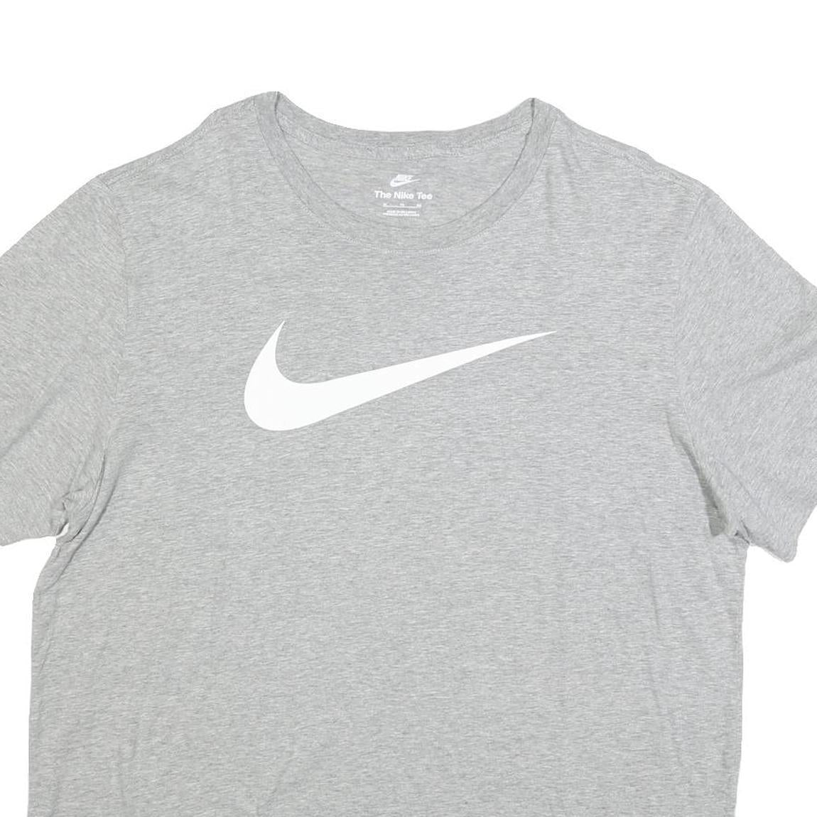 NIKE Mens Grey Crew Neck Cotton Blend T-Shirt XL Short Sleeve Large Swoosh