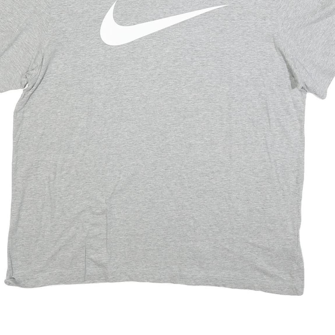 NIKE Mens Grey Crew Neck Cotton Blend T-Shirt XL Short Sleeve Large Swoosh