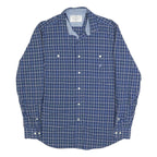 NAUTICA Mens Blue Checked Shirt M Cotton Blend Casual Long Sleeve Button