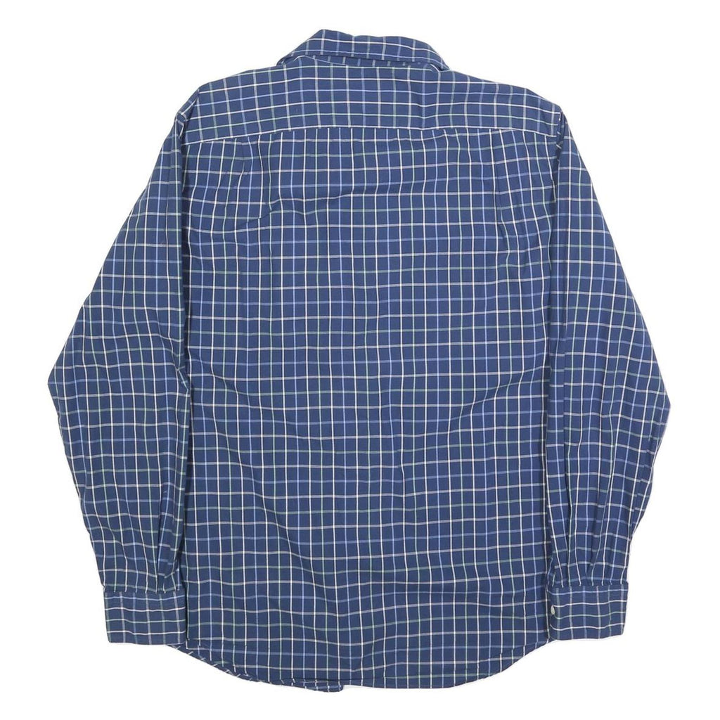 NAUTICA Mens Blue Checked Shirt M Cotton Blend Casual Long Sleeve Button