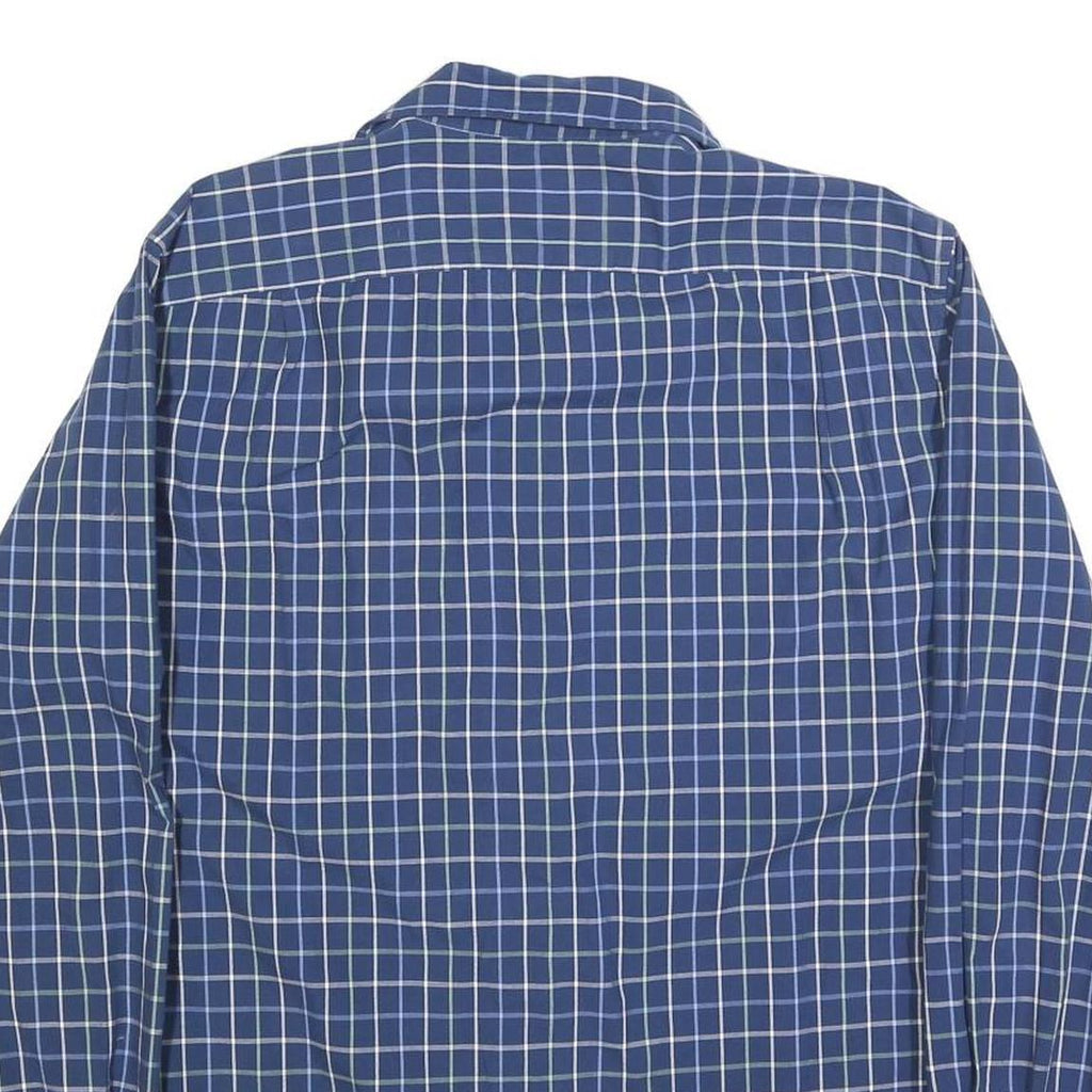 NAUTICA Mens Blue Checked Shirt M Cotton Blend Casual Long Sleeve Button