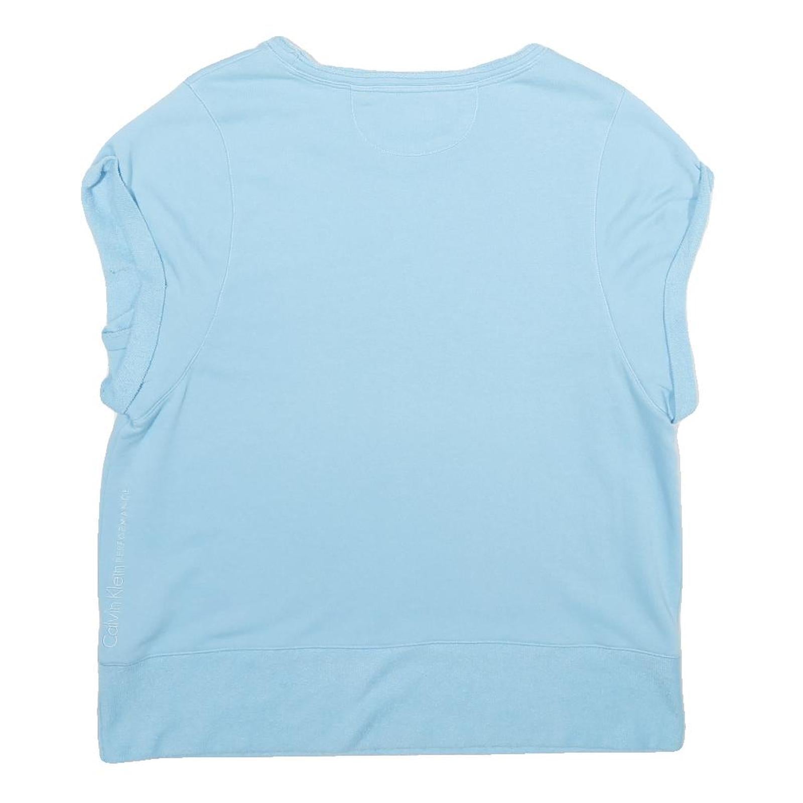 CALVIN KLEIN PERFORMANCE Womens Blue Round Neck XL Cotton Blend Sweatshirt Short