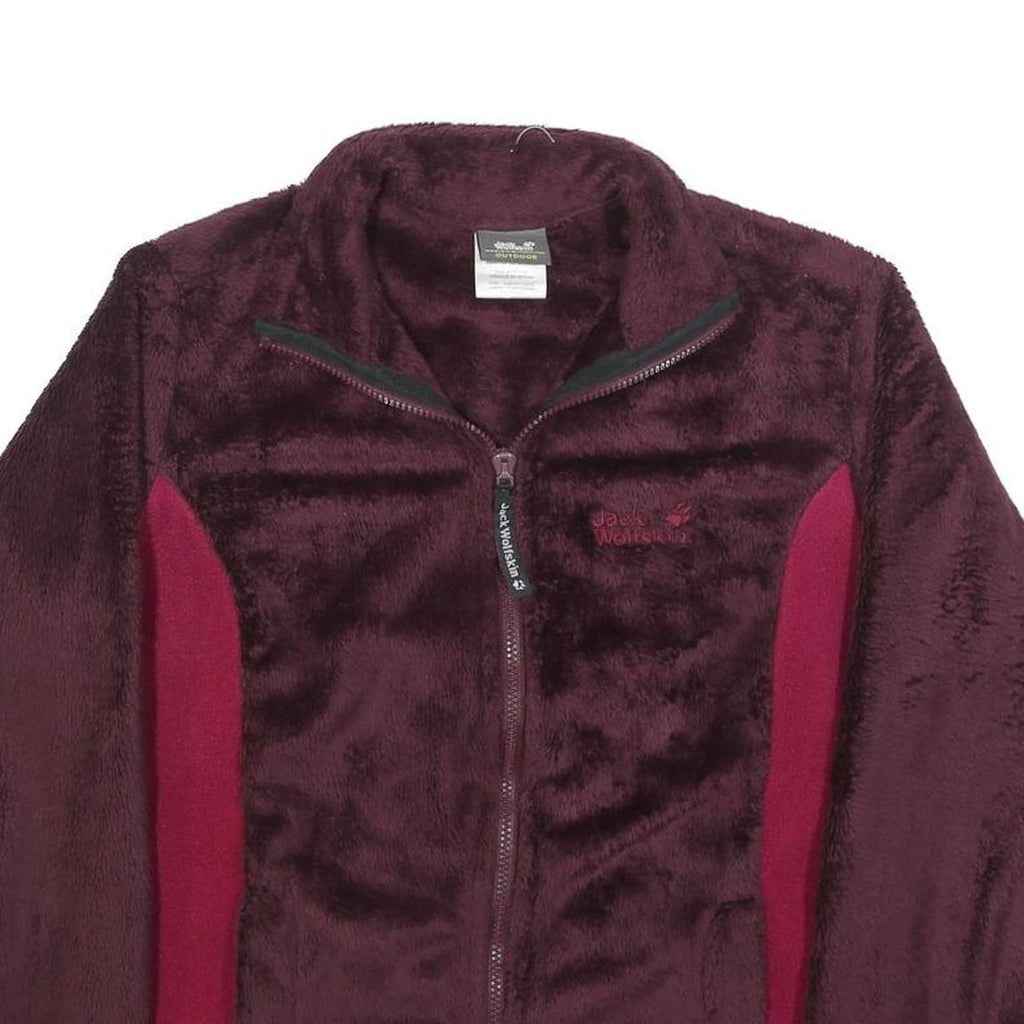 JACK WOLFSKIN Womens Maroon & Burgundy Zip Jacket UK 10 Polyester Fleece Outdoor