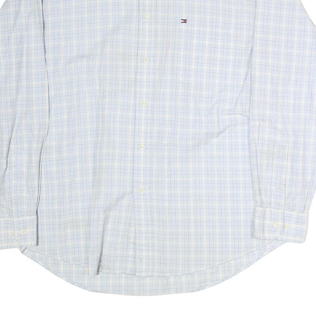 TOMMY HILFIGER Mens Blue & White Check Shirt L Classic Button-Down Long Sleeve