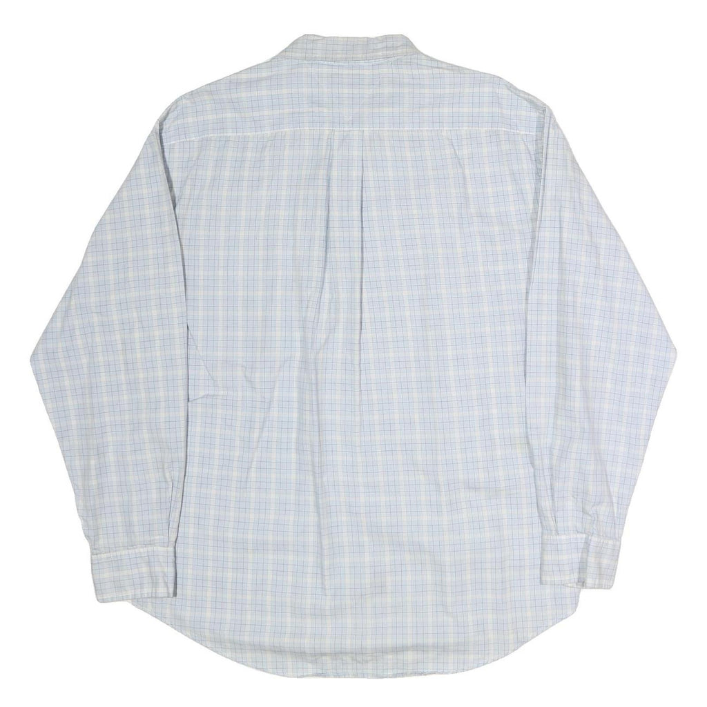TOMMY HILFIGER Mens Blue & White Check Shirt L Classic Button-Down Long Sleeve