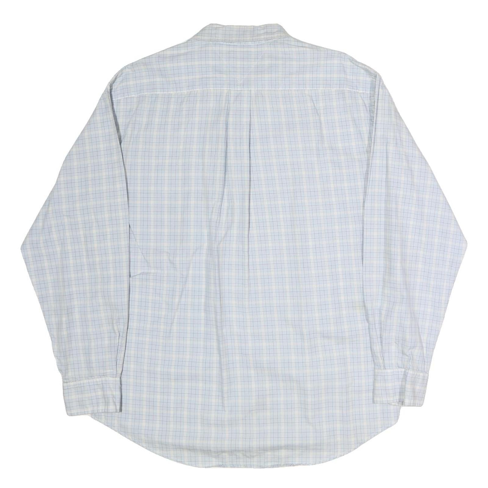 TOMMY HILFIGER Mens Blue & White Check Shirt L Classic Button-Down Long Sleeve